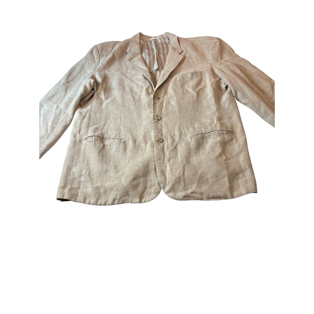 Gap Mens Beige Linen Blazer Jacket With Notched Lapel & 3-Button Front 52 size